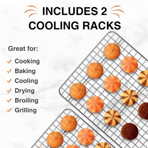 Cooling Rack for Baking 2-Pack, 15 x 10 Inches Baking Rack, Stainless Steel - Picture 2 of 7